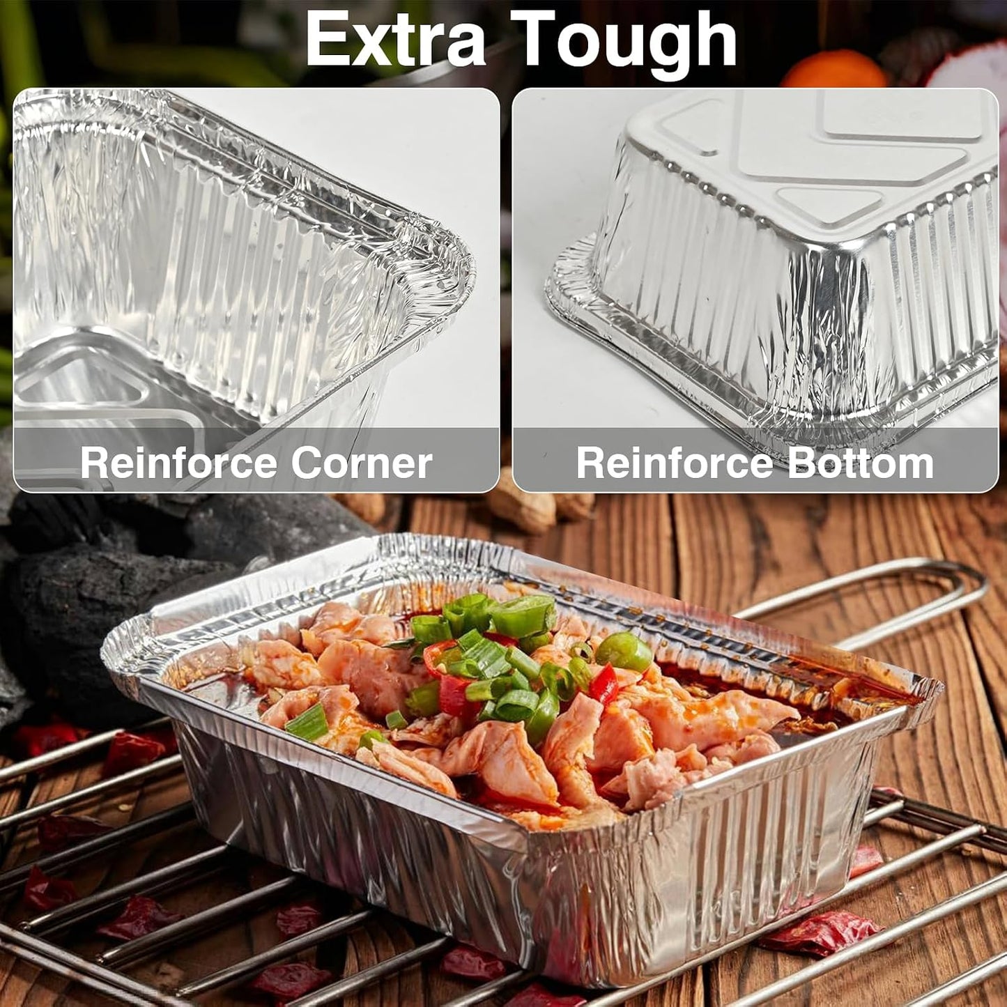 Aluminum Foil Pans with Lids 2.25L Disposable Loaf Pans Trays To Go Food Containers with Cardboard Covers for Meal Prep, Baking, Take Out, Freeze (25 Pack w/Foil Lids)