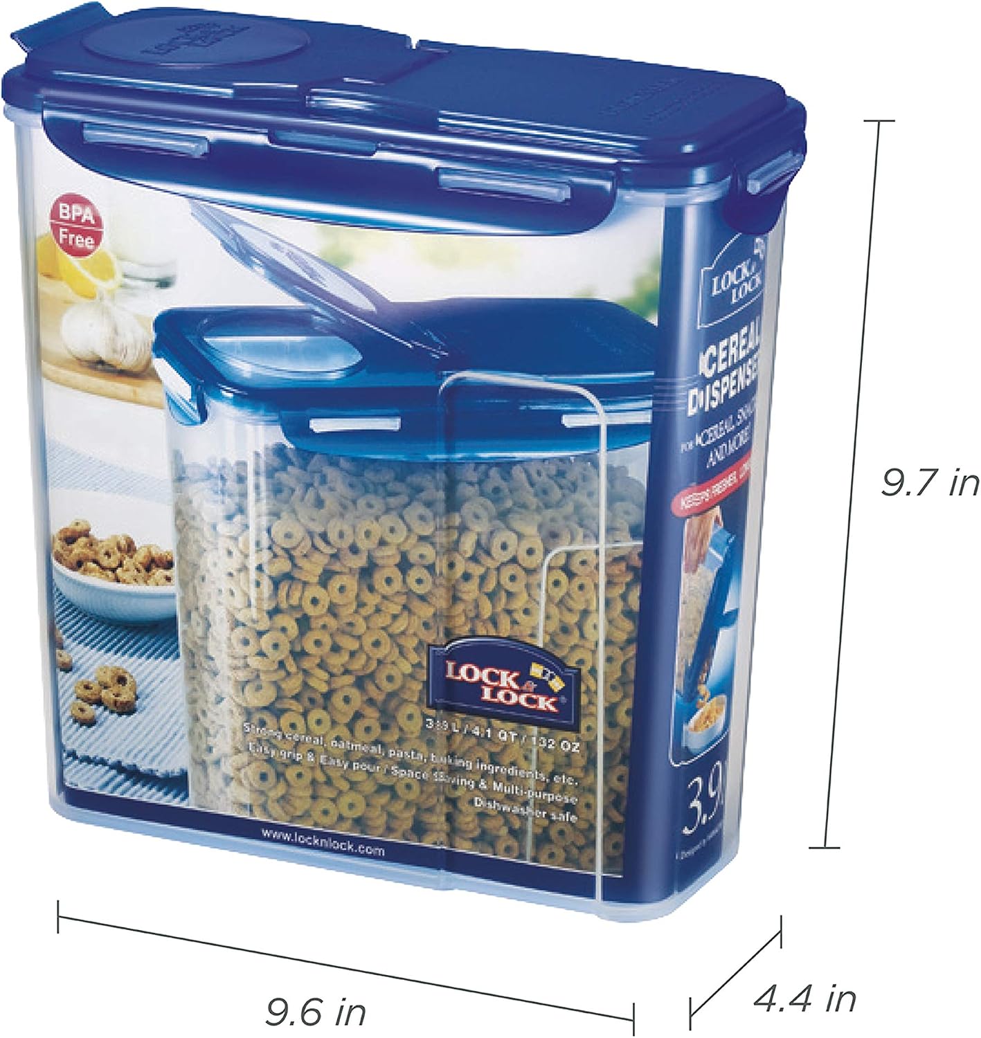 Lock & Lock Bulk Storage Bins Food Storage Container with Wheels (50.72-Cup)