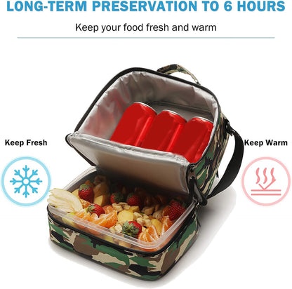 Tilami Lunch Bags Insulated Adjustable Strap Zipper, Two Compartments Cooler Bags, Bento Bags for Kids Toddlers (Blue)