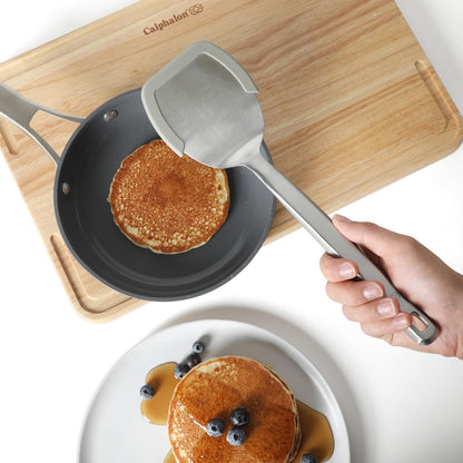 Calphalon Slotted Turner, Kitchen Flipping Spatula, Slotted Spatula, Stainless Steel Turner with Silicone Heat Resistance Handle, Nonstick-Safe Spatula for Draining and Flipping (Navy)