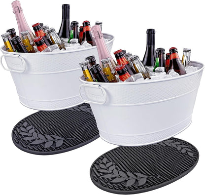 BREKX Stainless Steel Beverage Tub, 15 Quarts (4 Gallon), Rust-Proof, Oval, Multi-Use, Champagne Bucket for Mimosa Bar Supplies, Wine Cooler Bucket, Built for Years of Celebrations