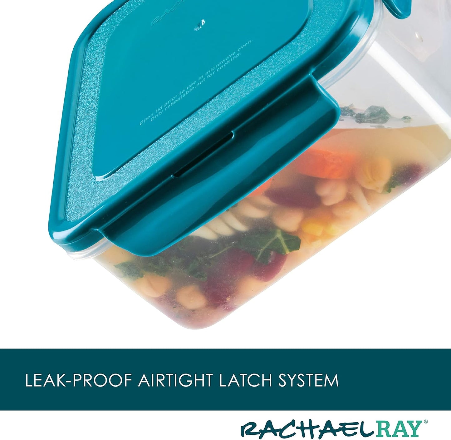 Rachael Ray Leak-Proof Nestable Container Food Storage Bin Set, 10-Piece, Clear with Teal Lids