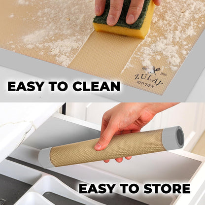 Zulay Kitchen Silicone Baking Mat – 16.5"×11.6" BPA-Free Reusable Baking Sheet, Heat Resistant 480°F – Non-Slip Border, Perfect for Cookies, Bread, Pastries & Oven Use - (Dark Gray)