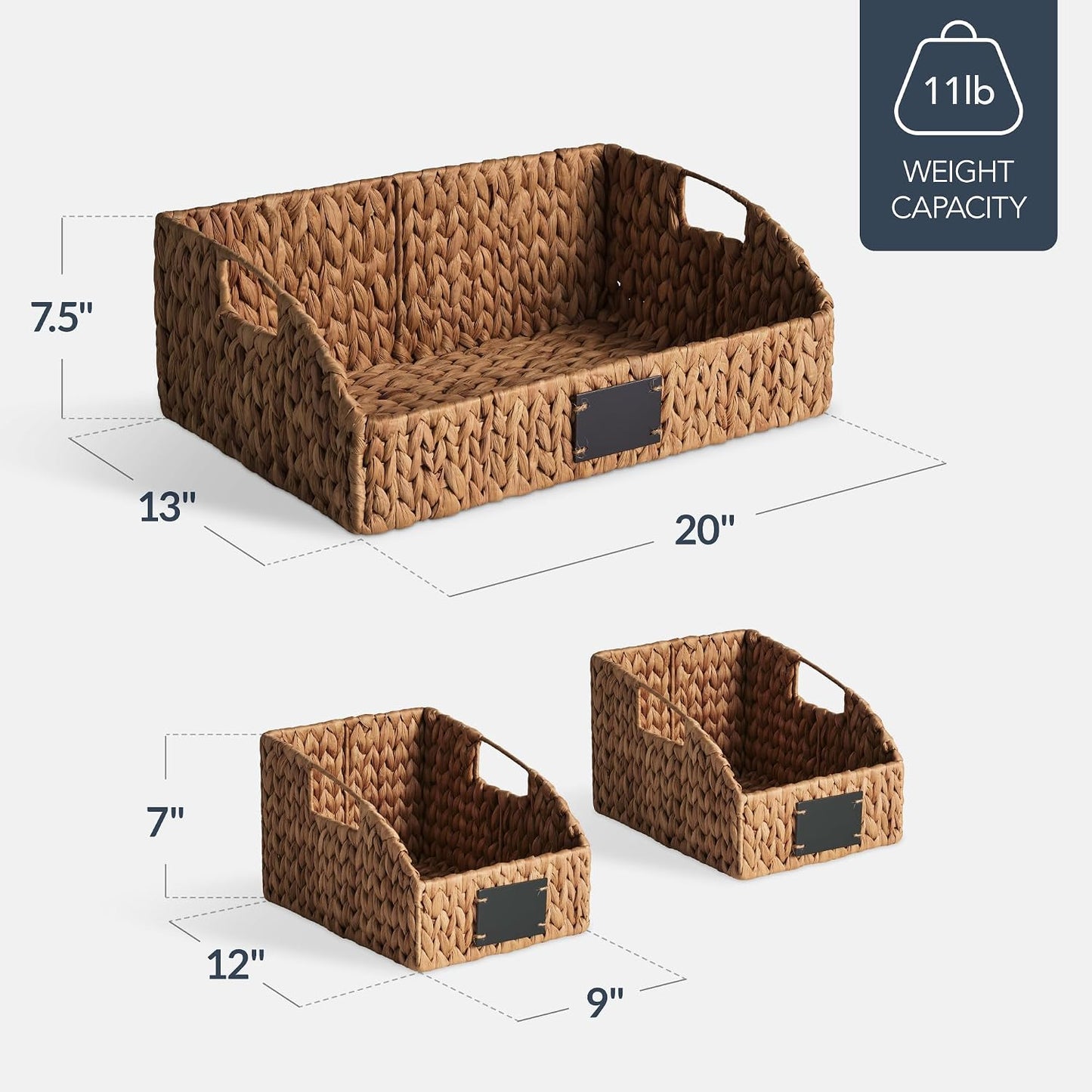 Best Choice Products Water Hyacinth Pantry Storage Baskets, Wicker Baskets w/Built-in Handles, Handwoven Shelf Baskets for Organizing, Pantry Organizers and Storage, 3-Pack - Chestnut