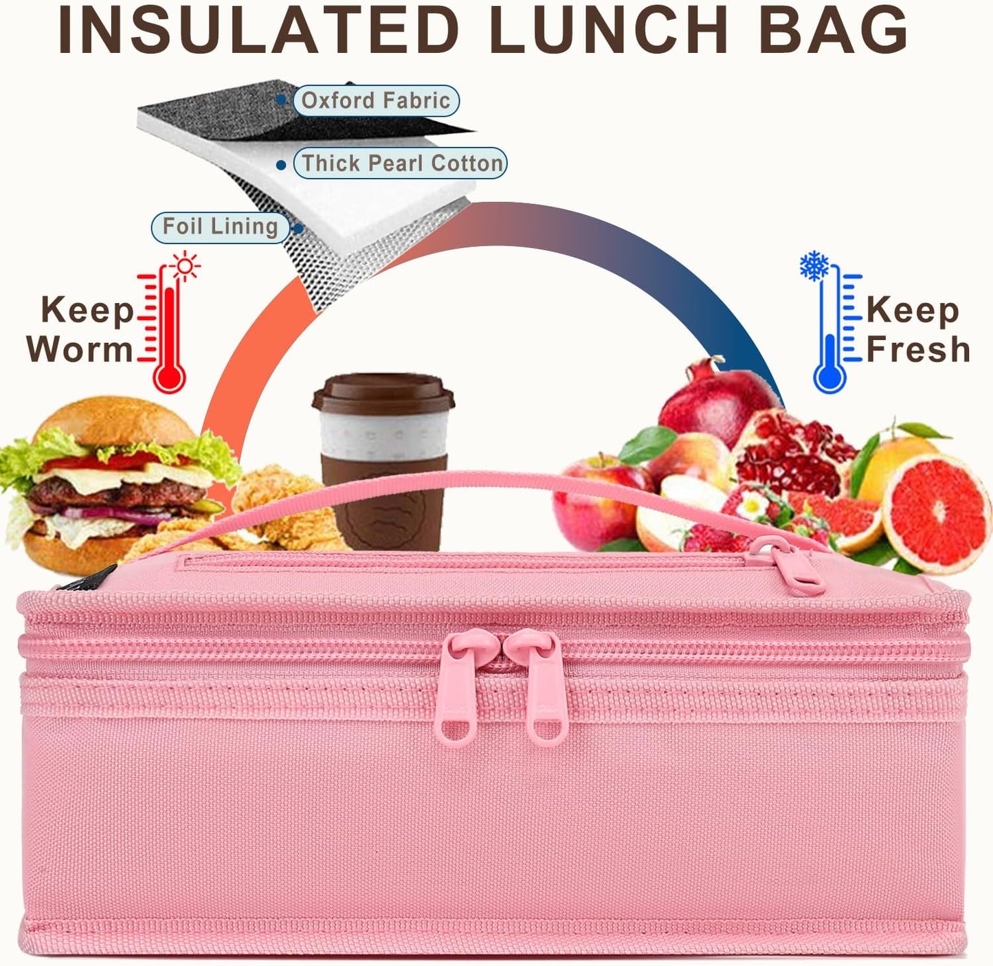 FlowFly Small Insulated Lunch box Portable Soft Bag Mini Cooler Thermal Meal Tote Kit with Handle for Work & School, Black