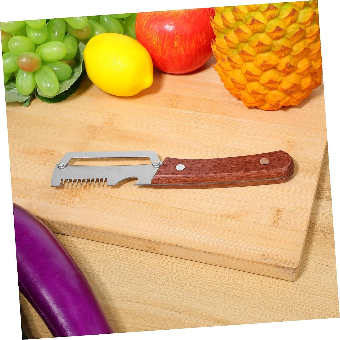 2pcs Vegetable Peeler Set - 2-in-1 Fruit and Potato Peeler with Bottle Opener, Stainless Steel Blade and Wooden Handle, for Food Prep - 7.48X1.50X0.67