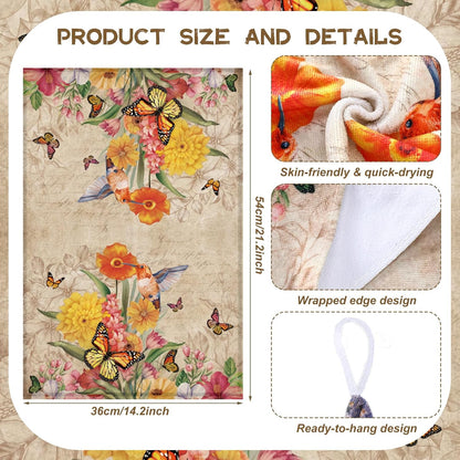 SiliFine 12 Pcs Fall Pumpkin Kitchen Towels Oven Mitts Pot Holders Set