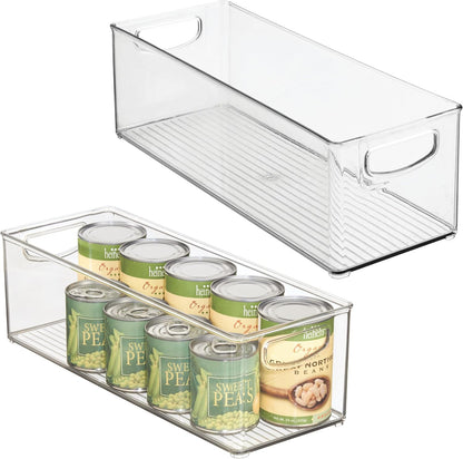 iDesign Plastic Stackable Pantry Bin - Storage Bin with Handles for Cabinets or Fridge - Set of 4 - Clear