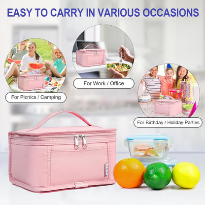 NOL Mini Insulated Lunch Bag for Women Men Kids | Small Leakproof Reusable Lunch Tote | Fits 6 Cans 330ml | Thermal Cooler for Work School Picnic Camping, Navy blue