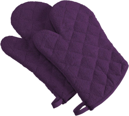 DII Basic Terry Collection 100% Cotton Quilted, Oven Mitt, Brown, 2 Piece