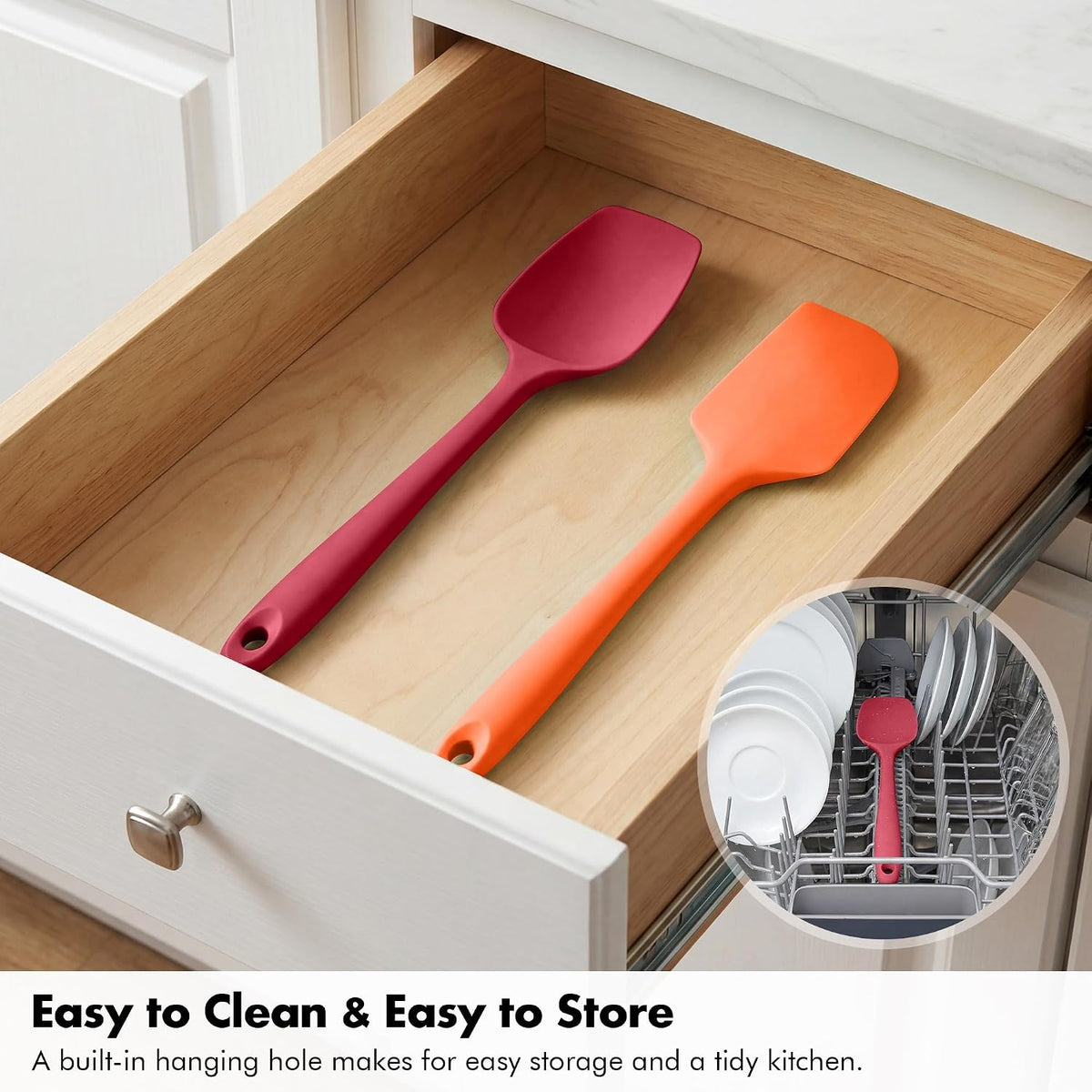 Silicone Spoonula Set, 600ºF Heat Resistant, 3Pcs, Multicolor 3