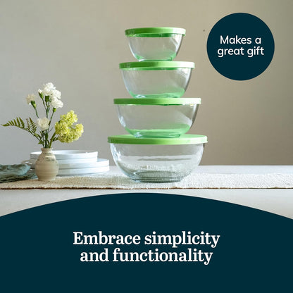Libbey Baker's Basics 3-Piece Glass Mixing Bowls Set - Clear Bowls for Baking, Prep, Serving & Storage - Microwave, Oven, Freezer and Dishwasher Safe