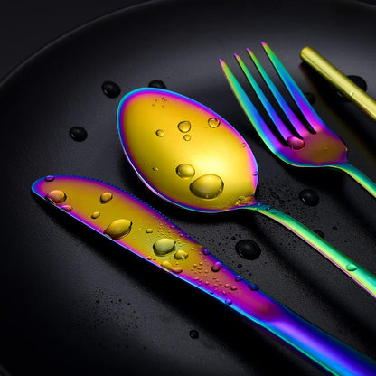 Boulder Bee | Travel Utensils Set | Reusable Camping Cutlery Set | Stainless Steel Flatware Set | Portable Silverware Set with Case | Includes Knife/Fork/Spoon/Straw/Cleaning Cloth/Case (Purple)