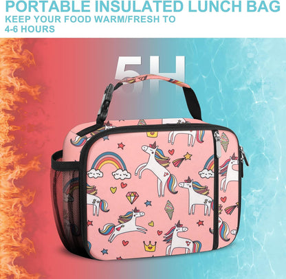 esouler Lunch Box Kids Insulated Lunch Bag for Boys & Girls Durable Children Lunchbox for School with Water Bottle Holder-Black