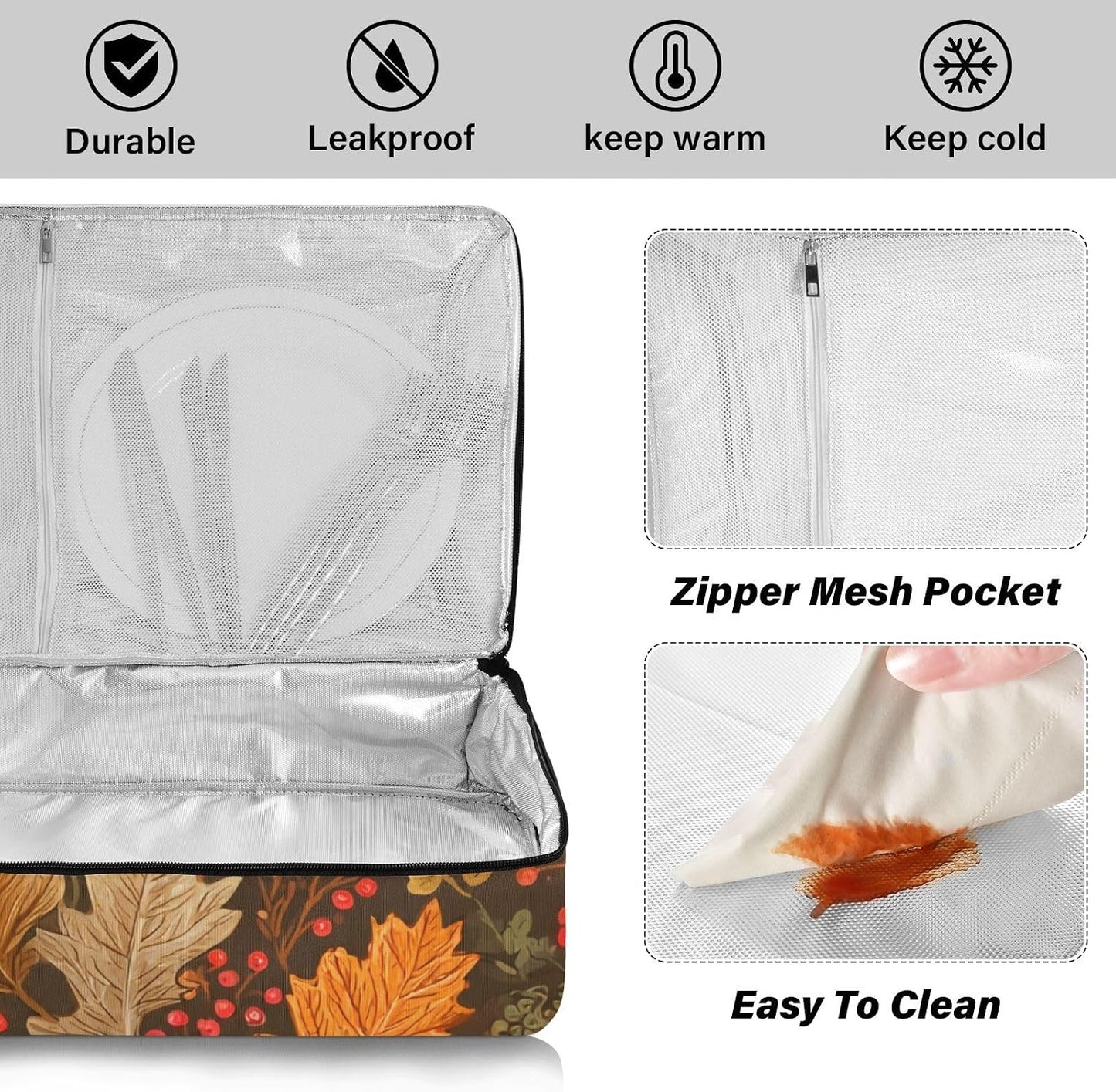 Casserole Carriers for Hot or Cold Food Reusable Casserole Dish Carrier Insulated Thermal Large Capacity Durable Perfect for Party Camping Family Gatherings Yellow Fish - Colors A