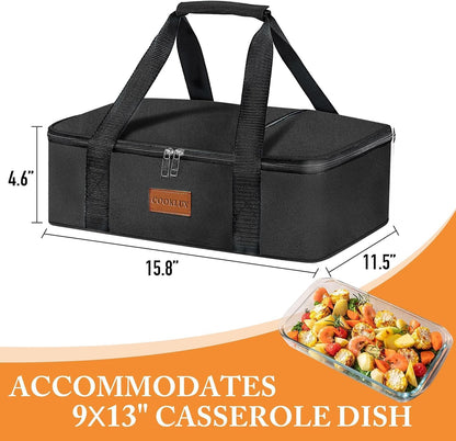 Insulated Casserole Carrier 9x13 Inch, Durable Nylon, Leak-Proof Casserole Dish Carrier, Casserole Carriers for Hot or Cold Food (Christmas)
