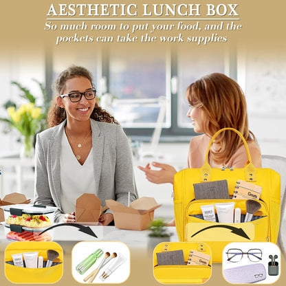 TuErCao Small Lunch Bag Lightweight Insulated Lunch Box for Women Work Portable Soft Cooler for Picnic Travel Road Trips, Loncheras para Mujer, Black