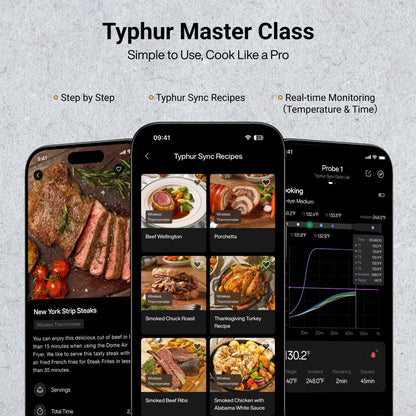 Typhur Sync Gold Gen2 Sub-1G Wireless Meat Thermometer with 6 Sensors & LCD