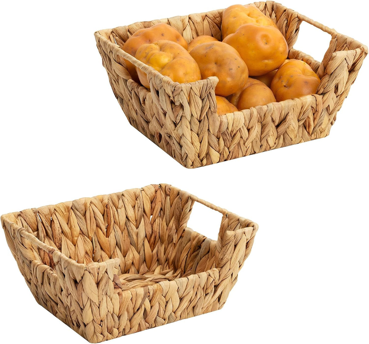 StorageWorks Round Paper Rope Woven Basket for Pantry Organizers and Storage, Stackable Pantry Storage Baskets for Shelves, Brown, 2-Pack