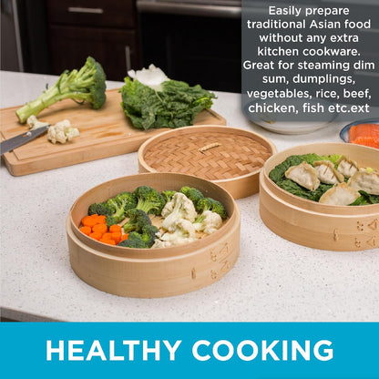 BirdRock Home Bamboo Steamer (Classic Bamboo, 8" Diameter)
