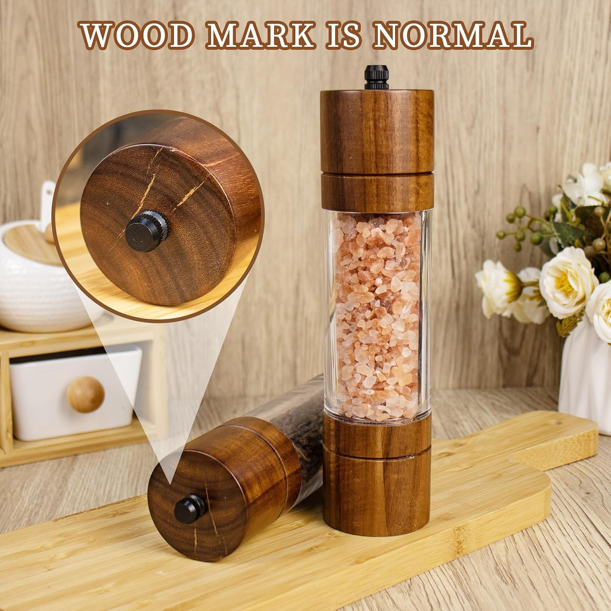 XWXO Salt and Pepper Grinder Set -8 Inches-Pack of 2 Premium Acrylic Manual