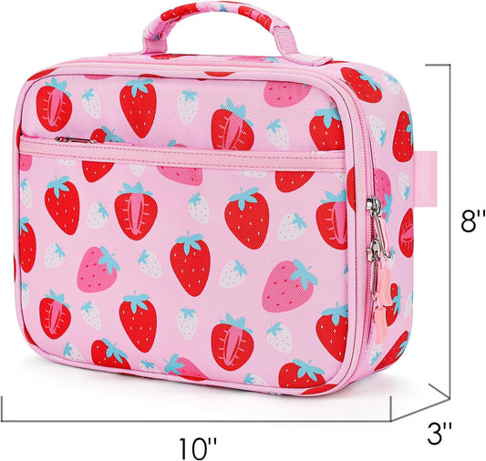 mibasies Kids Lunch Box for Girls Toddler, Insulated and Reusable Lunch Bag for School, Pink Rainbow