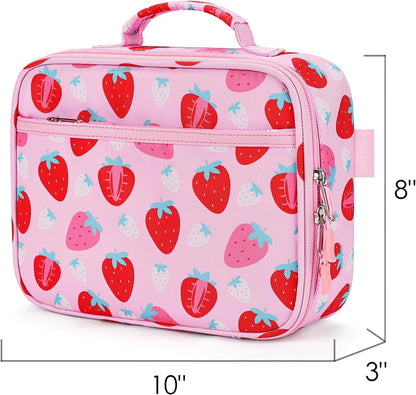 mibasies Kids Lunch Box for Girls Toddler, Insulated and Reusable Lunch Bag for School, Pink Rainbow