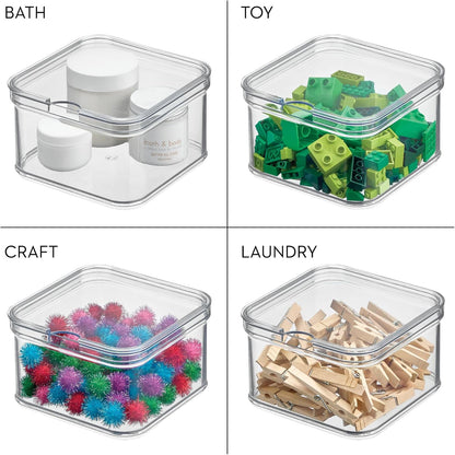 iDesign Stackable Fridge Organizer Bins with Lids for Fresh Produce - Set of 6 - Clear