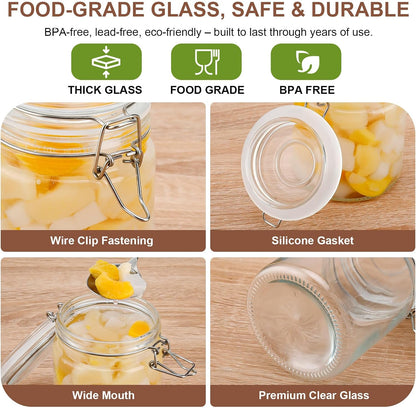 Spice Jars Set of 6, 4 oz Glass Spice Jars with Airtight Lids and Labels, Small Seasoning Jars for Spices, Herbs, Kitchen Spice Organizer