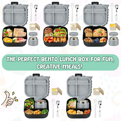 Lunch Box Kids, Leak Proof 5 Compartment Bento Box for Kids, 13oz Thermo for Hot Food Kids Lunch Box,Hot Lunch Box for School Travel