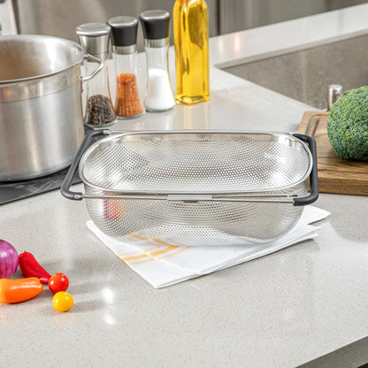 Restaurantware 6 qt Stainless Steel Over The Sink Colander
