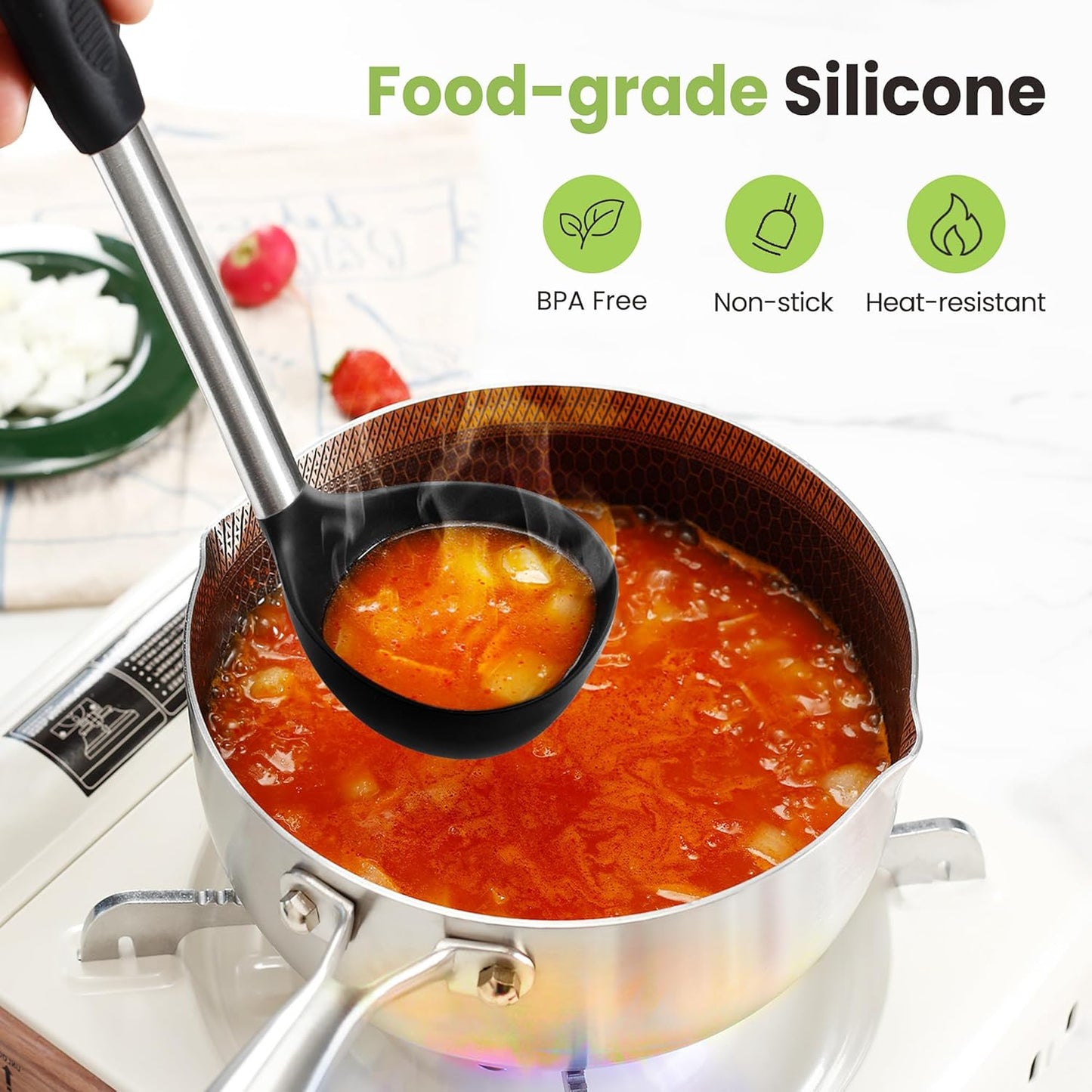 Cooking Utensils Set, 35Pcs Silicone Kitchen Utensils Set with Holder, 446°F Heat Resistant Food Grade Spatula Set, BPA Free Kitchen Gadgets for Non-stick Cookware, Easy to Clean (Khaki)