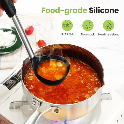 Cooking Utensils Set, 35Pcs Silicone Kitchen Utensils Set with Holder, 446°F Heat Resistant Food Grade Spatula Set, BPA Free Kitchen Gadgets for Non-stick Cookware, Easy to Clean (Khaki)