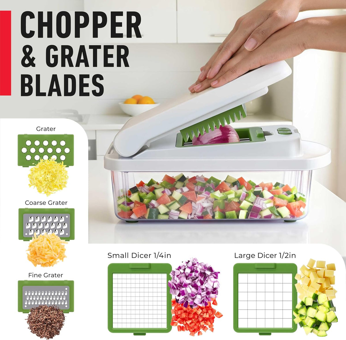 MUELLER HOME Pro-Series 10-in-1 Stainless Steel Multi Vegetable Chopper
