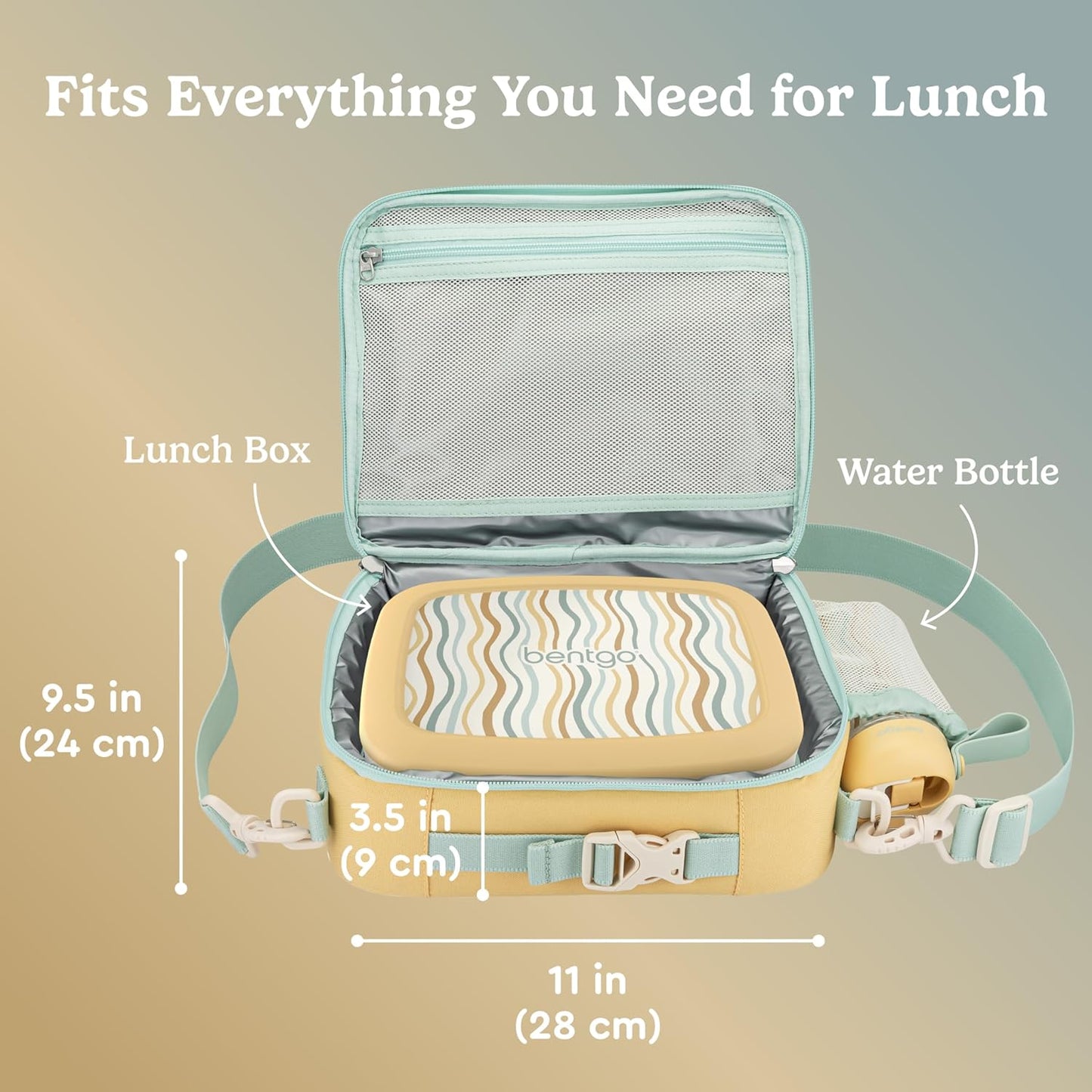 Bentgo Kids Lunch Bag - Durable, Double-Insulated Lunch Bag for Kids 3+; Holds Lunch Box, Water Bottle, & Snacks; Easy-Clean Water-Resistant Fabric & Multiple Zippered Pockets (Mermaid)
