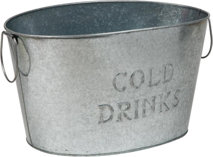Mind Reader Ice Beverage Bucket for Parties, Wine Bucket, Baby Photo Tub, Galvanized Metal, 17.25" L x 11" W x 9.5" H, Silver