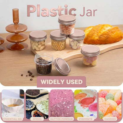 novelinks 4 oz Small Plastic Jars with Lids, 40 Pack Mini Plastic Mason Jars with Lids 4oz, Craft Storage Containers & Canning Jars & Small Spice Jars for Kitchen Organization (40 Pack,Black)
