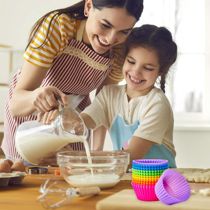 12-Pack Reusable Silicone Muffin Cups – Colorful Non-Stick Baking Liners for Cupcakes, Egg Bites & Air Fryers