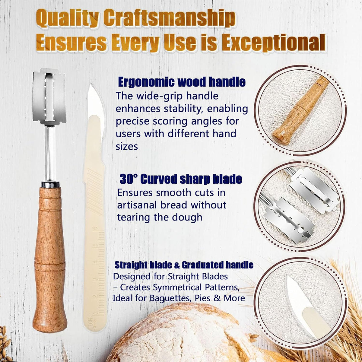 Bread Lame Blades, 20-Pack Bread Lame Blades Refill, Bread Scoring Blade Replacement, 6Cr13 Surgical-Grade Stainless Steel Blades - Precision Razor Blades Designed for Sourdough Bread Scoring
