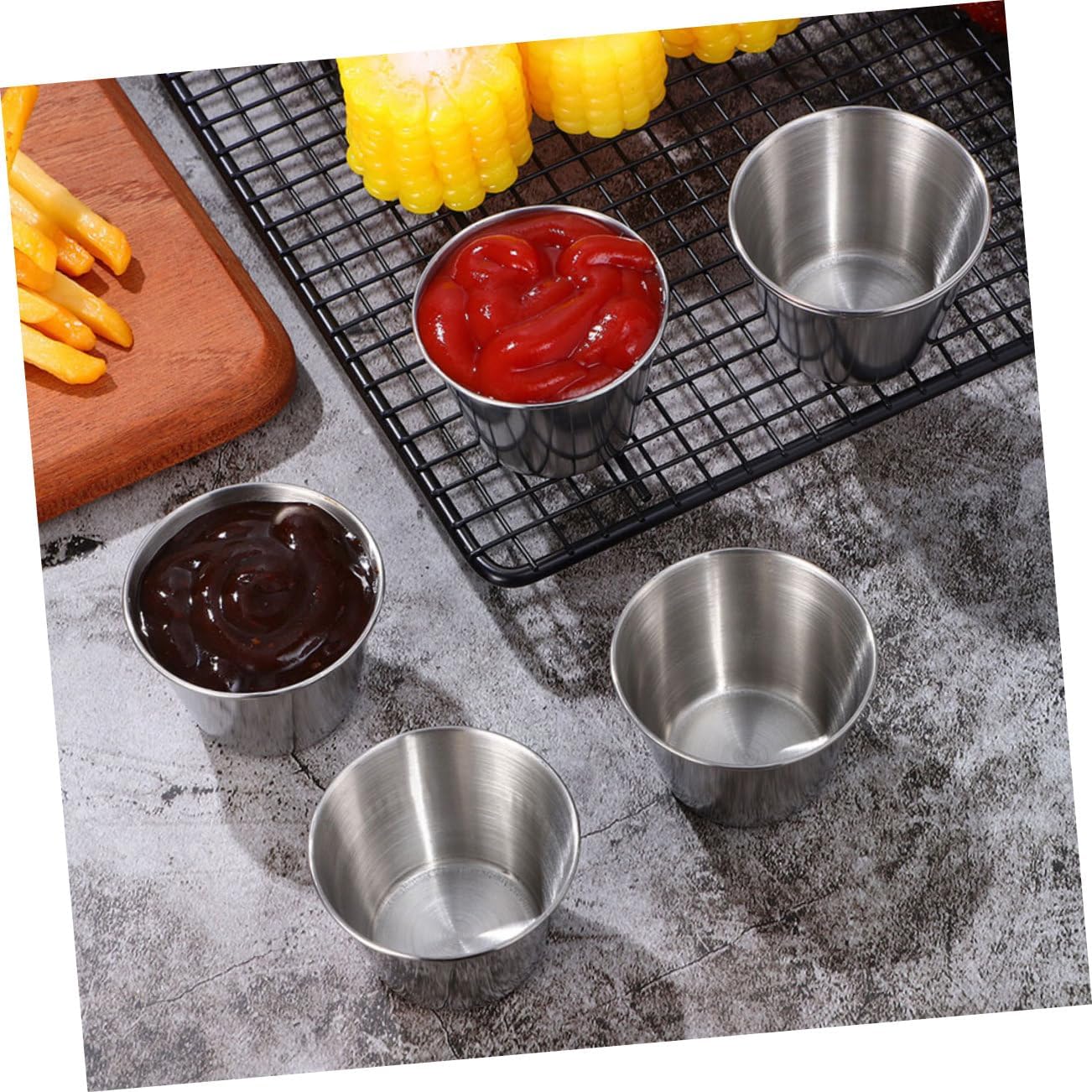 OUNONA 20pcs Stainless Steel Dipping Bowls Sauce Cups for Ketchup Condiments Appetizers for Restaurants and Home Use Versatile Kitchen Storage