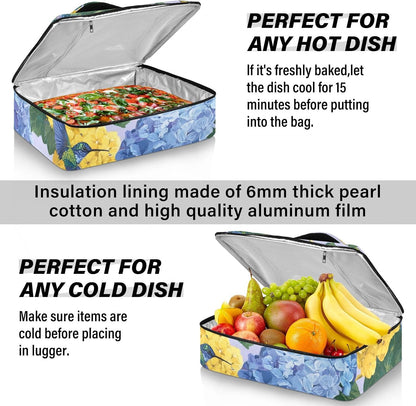 Casserole Carriers for Hot or Cold Food Reusable Casserole Dish Carrier Insulated Thermal Large Capacity Durable Perfect for Party Camping Family Gatherings Yellow Fish - Colors B