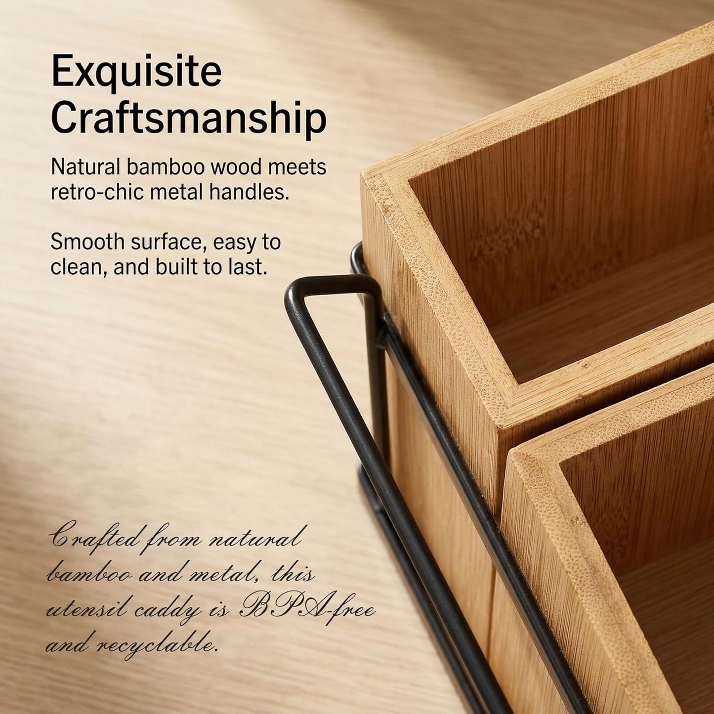 Silverware Caddy Wooden Silverware Holder Cutlery Storage Organizer Paper Plate Dispenser Flatware Cutlery Holder for Party Utensil Caddy for Spoons Forks Napkins Plates