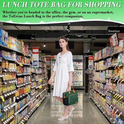 TuErCao Small Lunch Bag Lightweight Insulated Lunch Box for Women Work Portable Soft Cooler for Picnic Travel Road Trips, Loncheras para Mujer, Black