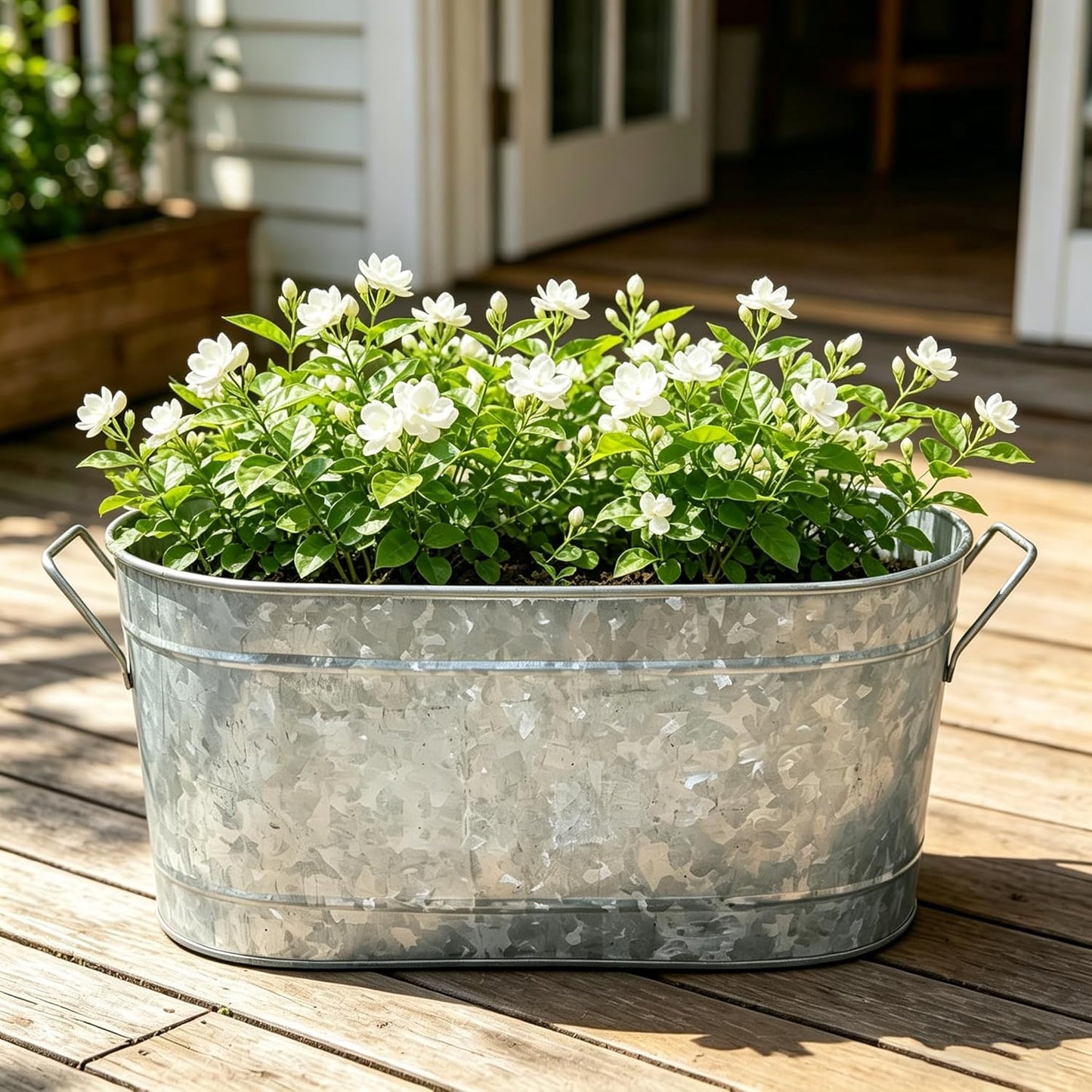 Hosley Galvanized Carry All Kitchen Utensil Caddy Serve Ware 13 Inch Long. Ideal for Floral Arrangements Party Garden Patio. O4