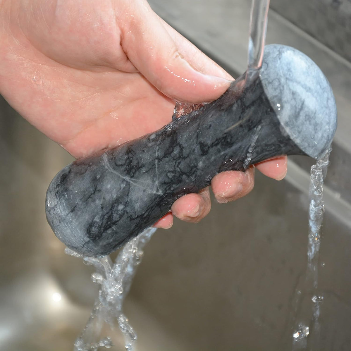 Tianman Marble Replacement Pestle 5.9" Length Polished, Use Pestle on Both Ends (Only Pestle Mortar Not Included) (Grey Marble Polished)