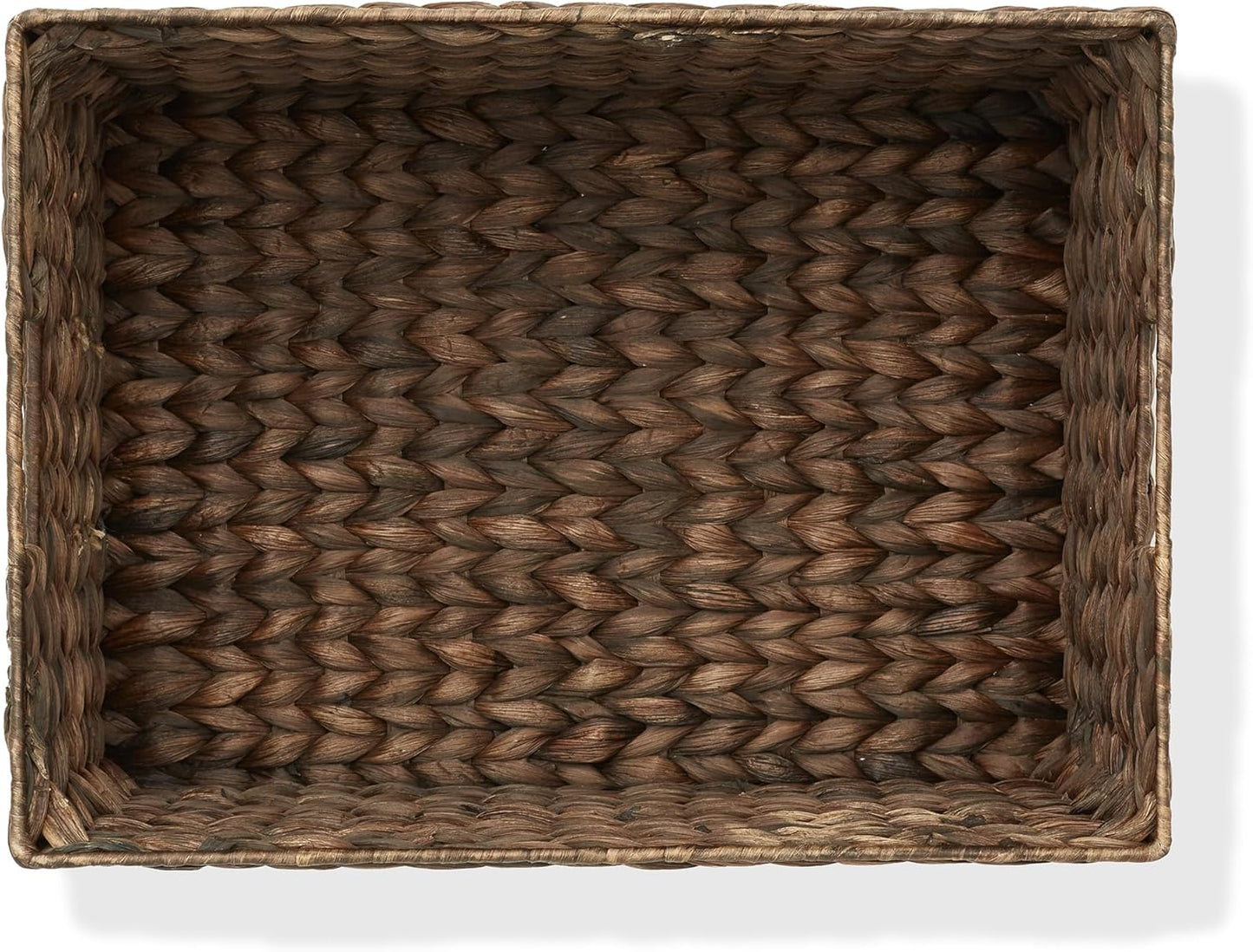 Casafield Set of 4 Water Hyacinth Pantry Baskets, 10" x 13" x 5", with Chalkboard Labels and Chalk Marker - Natural, Woven Storage Bin Organizers for Kitchen Shelves