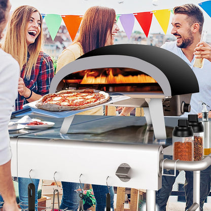 Upgraded Pizza Oven Cart Table for Ooni Koda/Karu/Fyra 16 & 12, Movable Thicken & Widen Rolling Kitchen Cart, Outdoor Grill Stand for Ninja Woodfire,Blackstone Griddle,Barbecue Tool Set