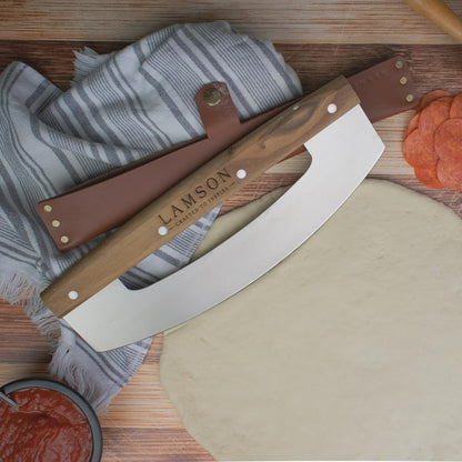 Lamson 14 In Pizza Cutter Rocker Blade with Walnut Handle