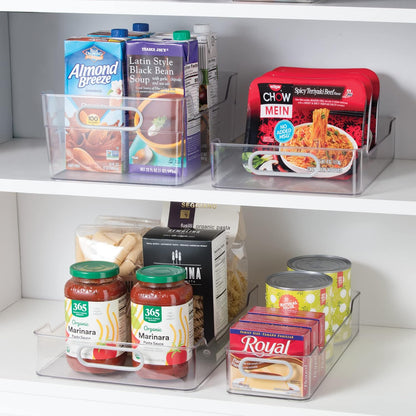 Oggi Cabinet/Drawer Storage Bin - 14" x 5" (Set of 6), Clear/Gray, Ideal for Kitchen Organization, Pantry Storage, Fridge Organizing