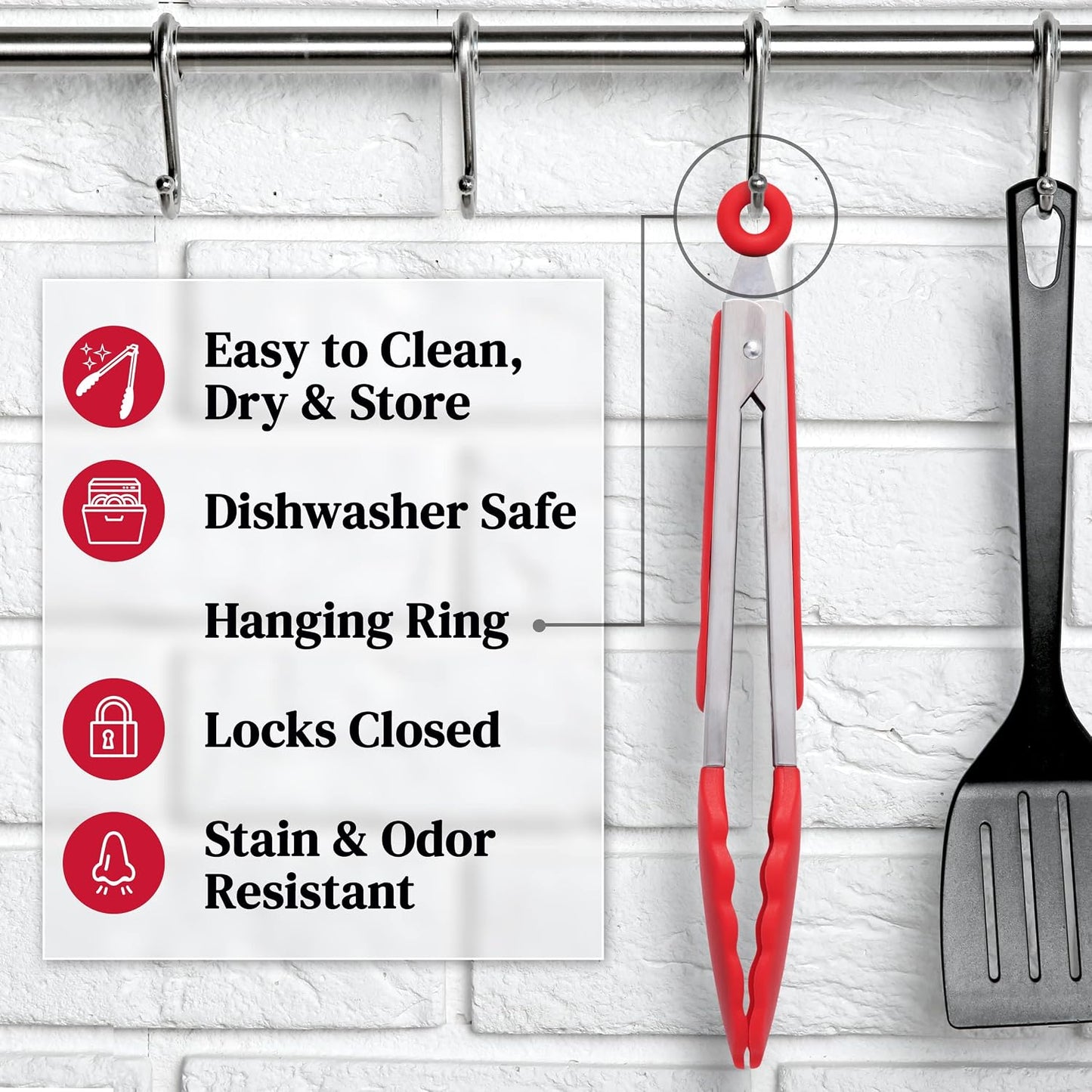 Popco 3 Piece Kitchen Tongs Set 7, 9, 12 Inch - Stainless Steel Nonstick Tongs with Silicone Tips - Heat Resistant and Dishwasher Safe for Cooking, Grilling, Salad, and Everyday Serving